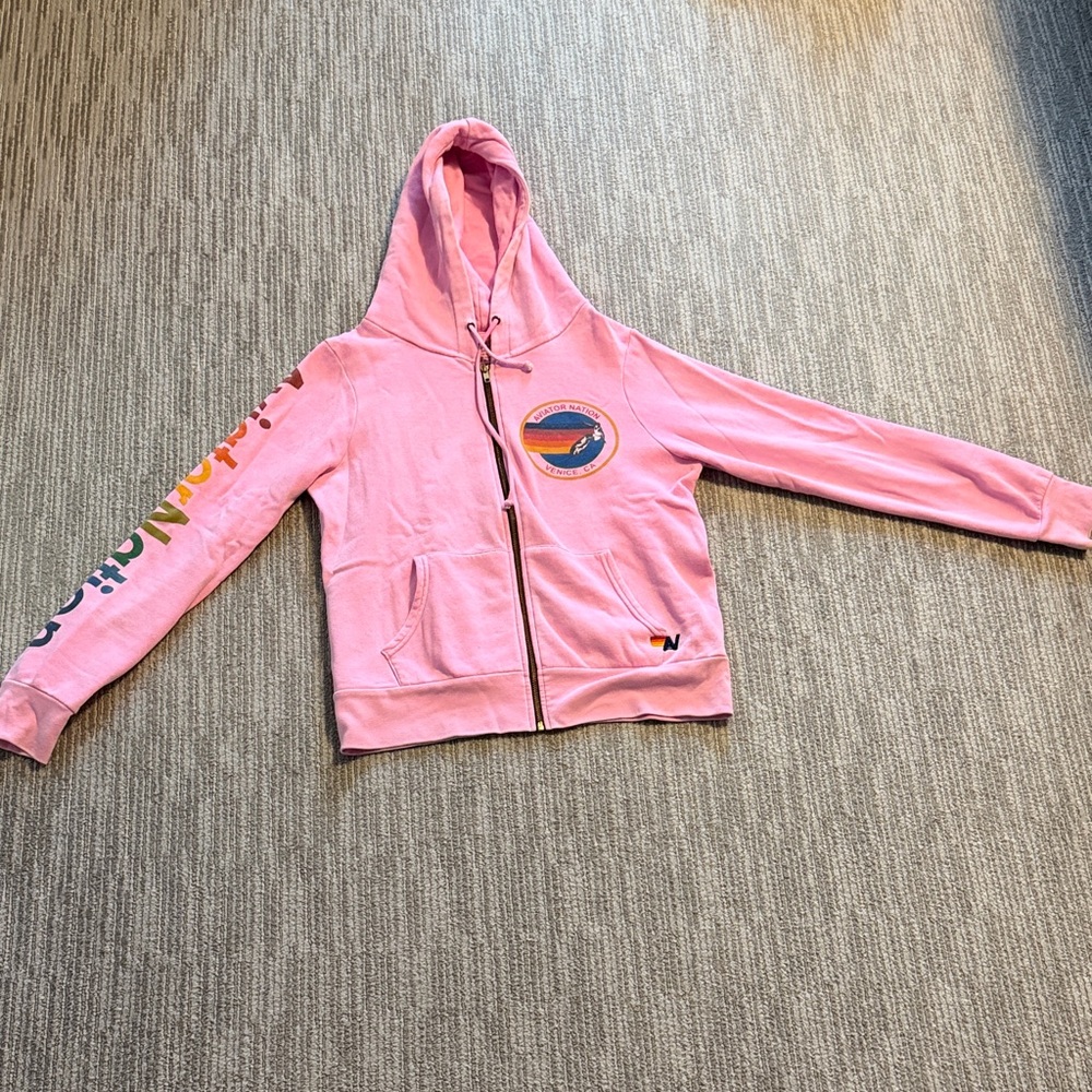 Aviator Nation hot pink Zip-Up Hoodie
